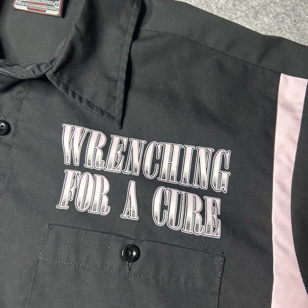 Mac Tools Men's Small (L) Breast Cancer Black Pink Short Sleeve Button Up Shirt - Picture 7 of 12